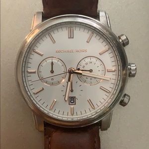 Michael Kors silver watch with leather band